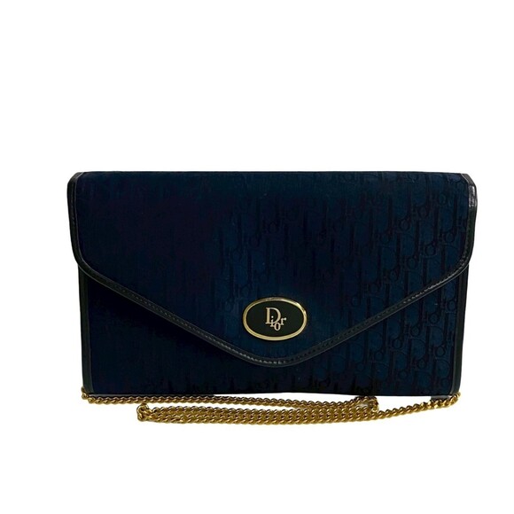 CHRISTIAN DIOR Blue Leather Trotter Shoulder Bag